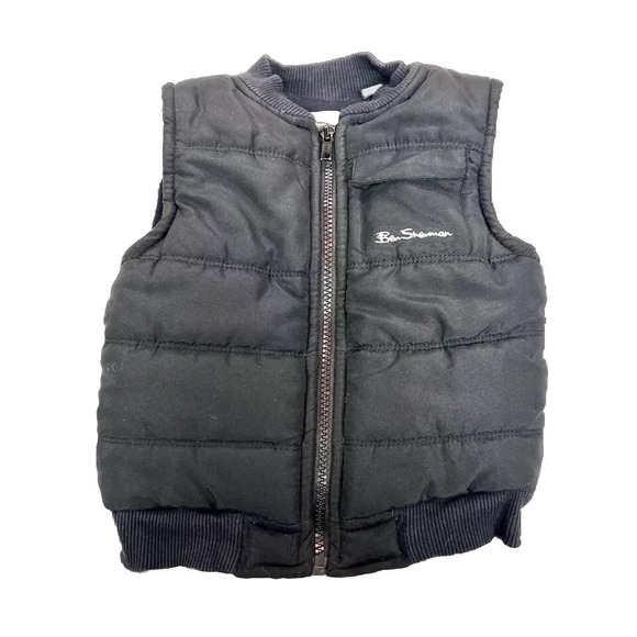 Ben Sherman Puffer Vest‎ Toddler 24M 2 Years - Boy's Black Pocket Zipper Winter - Picture 1 of 5